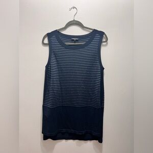 Lafayette 148 - Black Ribbed Tank Top W/ Sheer Size Large